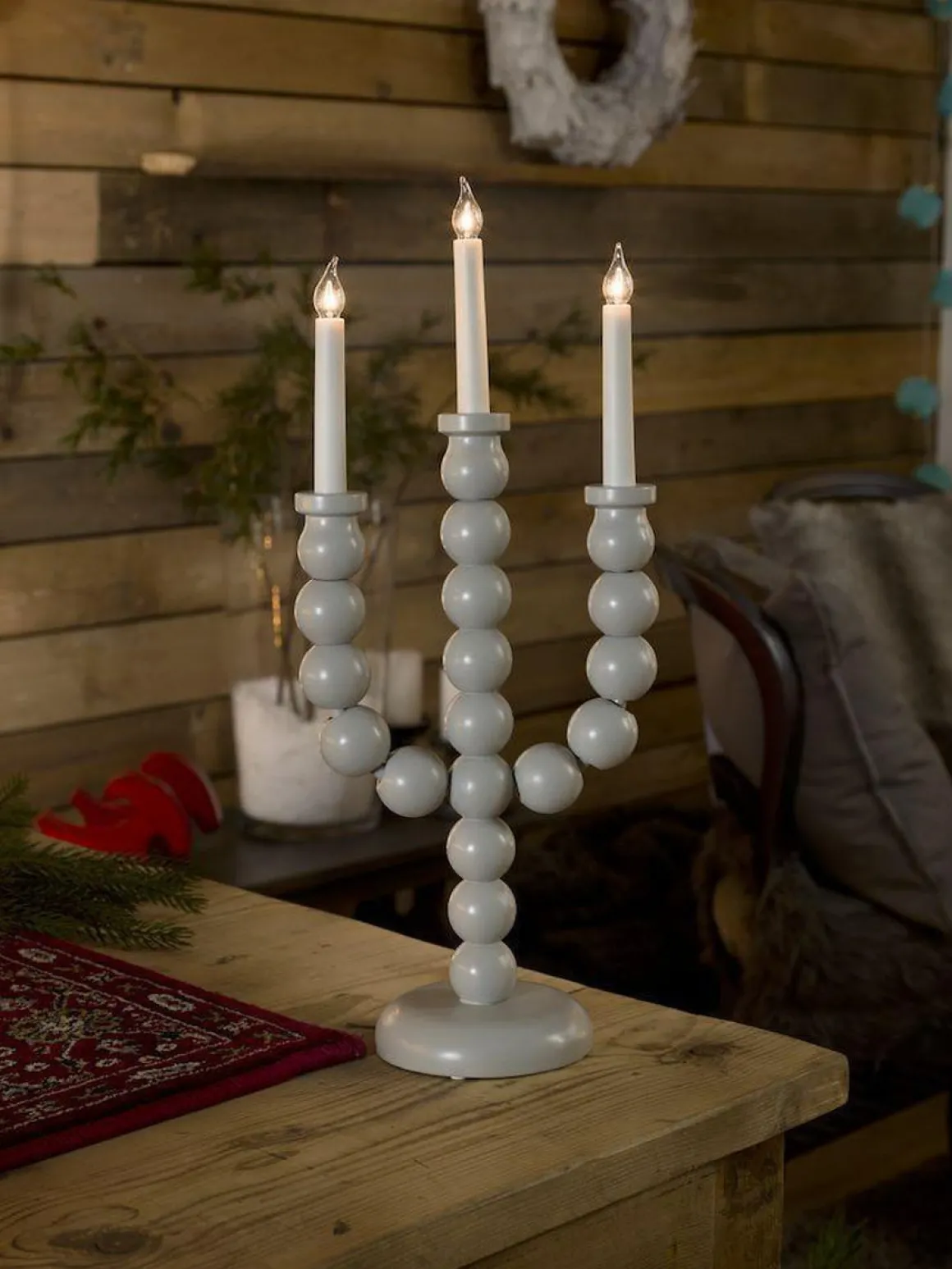 Adventsstake 3 armet - Grå