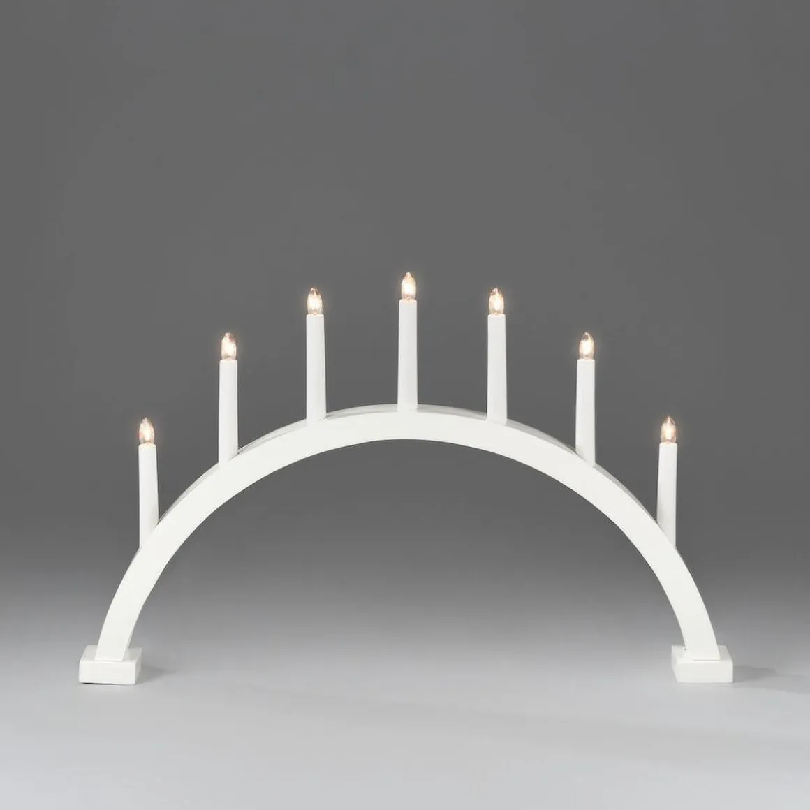 Adventsstake 7 armet buet - Hvit