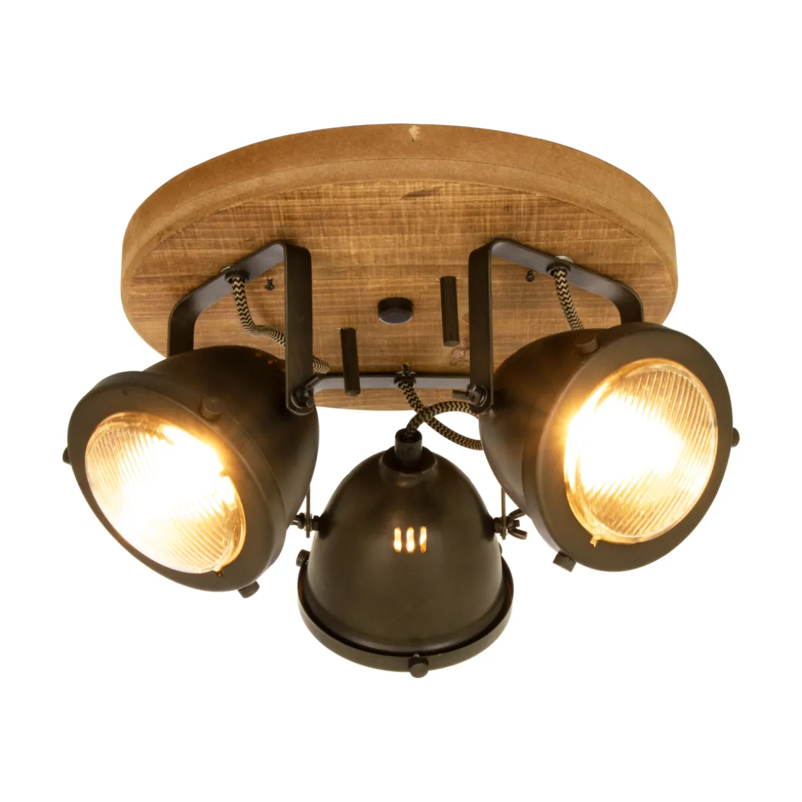 Alaska rund taklampe - Jerngrå/tre