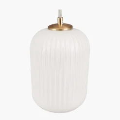 Alessia takpendel 15 cm ribbet glass - Opal/Messingfarget