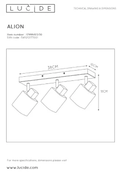 Alion taklampe 3 - Røykfarget/Svart