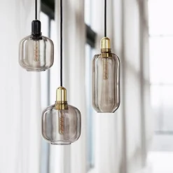 Amp pendel L - Røyk/Messing