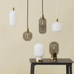 Amp pendel L - Røyk/Messing