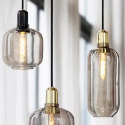 Amp pendel L - Røyk/Messing