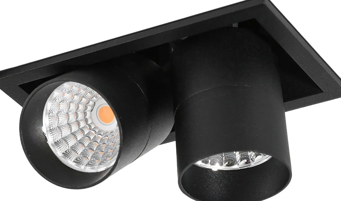 Aria mini flex K2 downlight justerbar 2x5W 3000K RA90 Dimbar - Svart