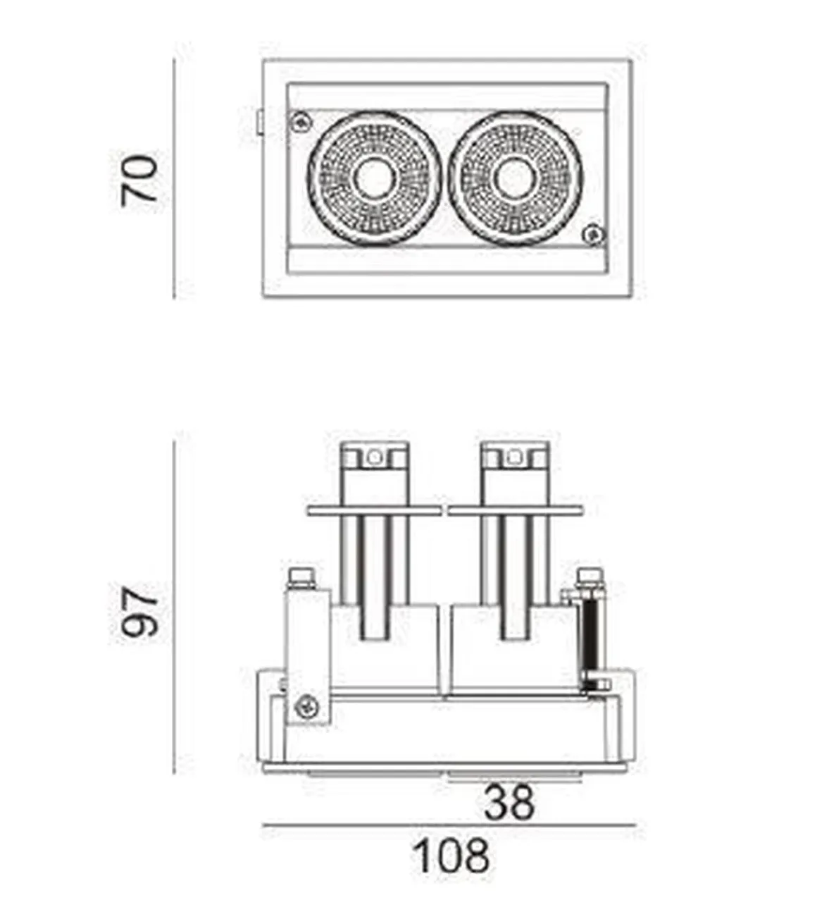 Aria mini flex K2 downlight justerbar 2x5W 30000K RA90 Dimbar - Hvit