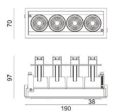 Aria mini flex K4 downlight justerbar 4x5W 2700K RA90 Dimbar - Svart