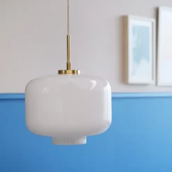 Arp takpendel 25 cm - Messing/Opal glass