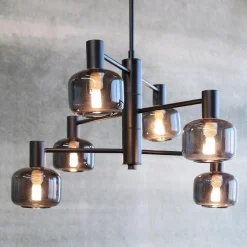 Arp takpendel 6-lys - Svart/Røykfarget