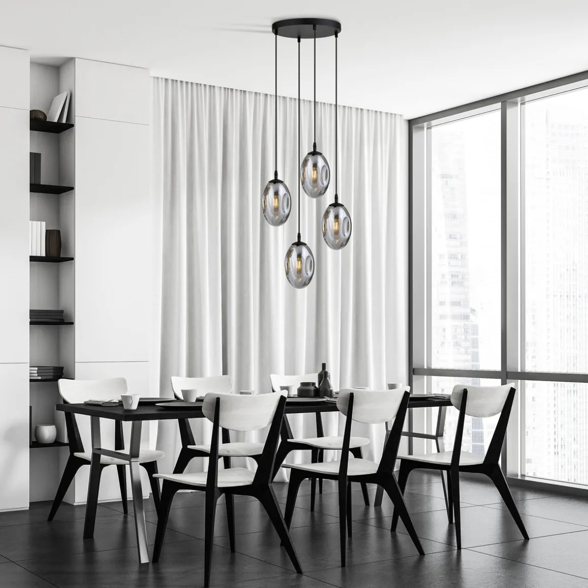 Astral rondell takpendel 4-lys - Svart/Røykfarget