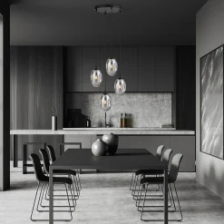 Astral rondell takpendel 4-lys - Svart/Røykfarget