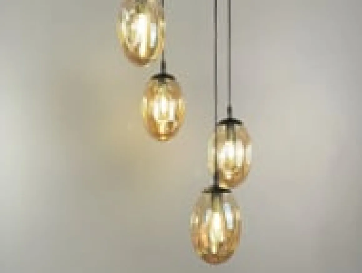 Astral rondell takpendel 4-lys - Svart/Røykfarget