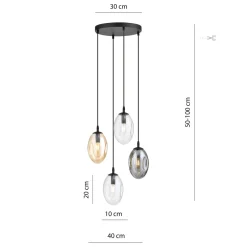 Astral rondell takpendel 4-lys - Svart/Mix