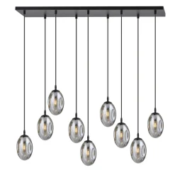 Astral takpendel 9-lys - Svart/Røykfarget