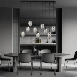 Astral takpendel 9-lys - Svart/Røykfarget