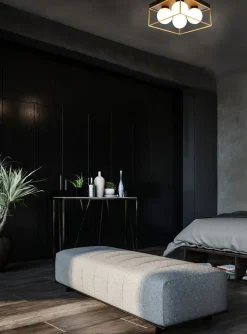 Astro taklampe 28x28 - Svart/opal/gullfarget