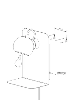 Ball vegglampe m/USB