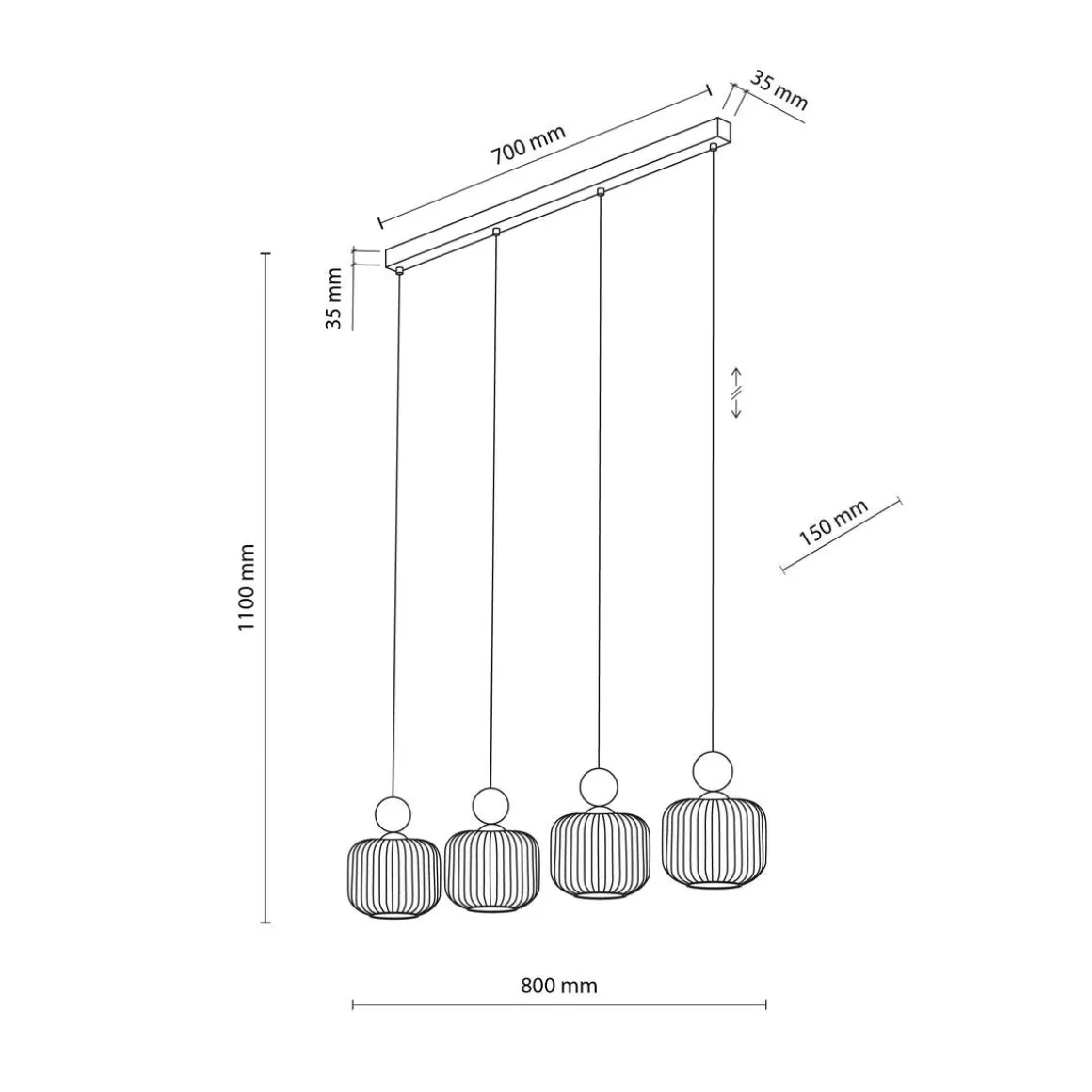 Ballo takpendel 4-lys