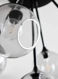 Ballroom Molecule taklampe - svart base/sotet glass