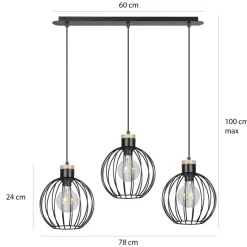 Barbado takpendel 3 lys - Svart/Trefarget