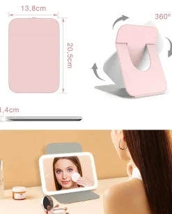 Beauty Table oppladbart sminkespeil med lys - Svart