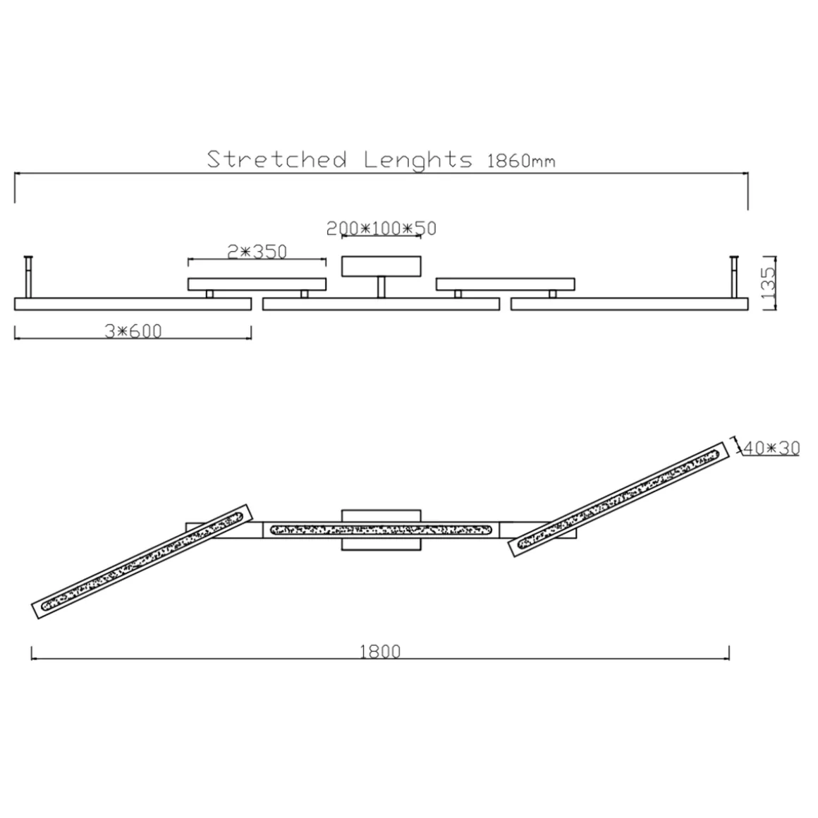 Bellari taklampe - Trefarge