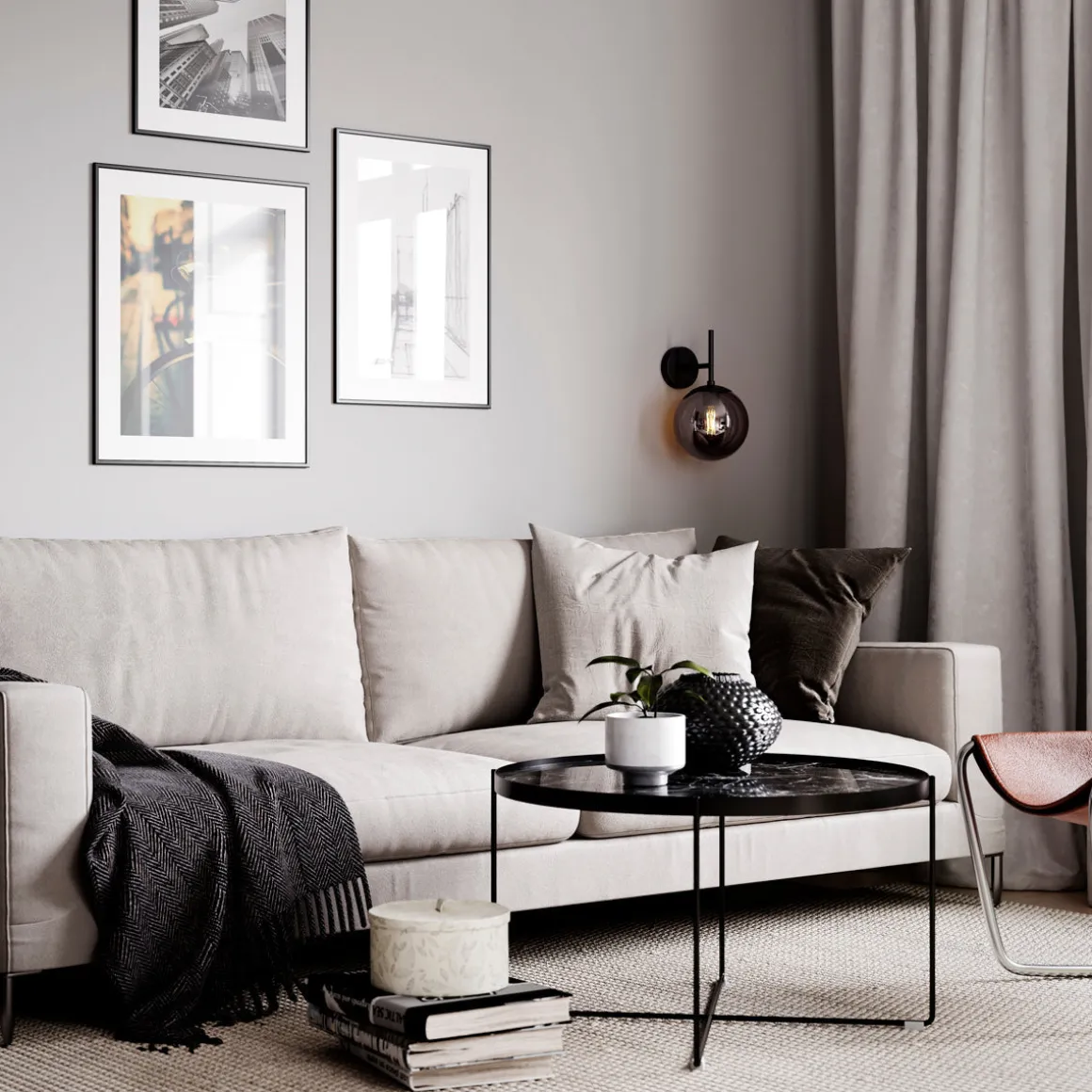 Boyle vegglampe - Røykfarget