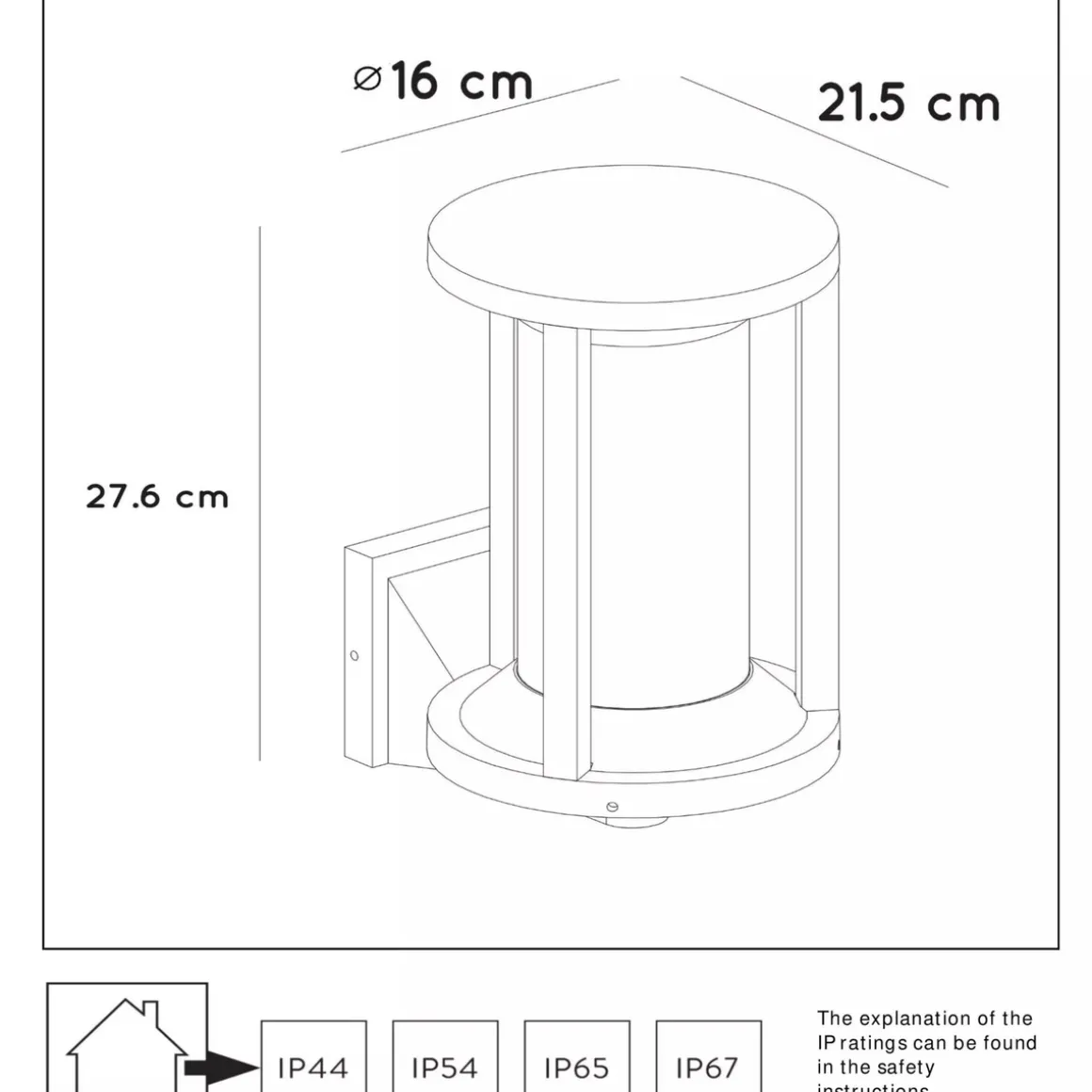 Cadix utendørs vegglampe - Svart