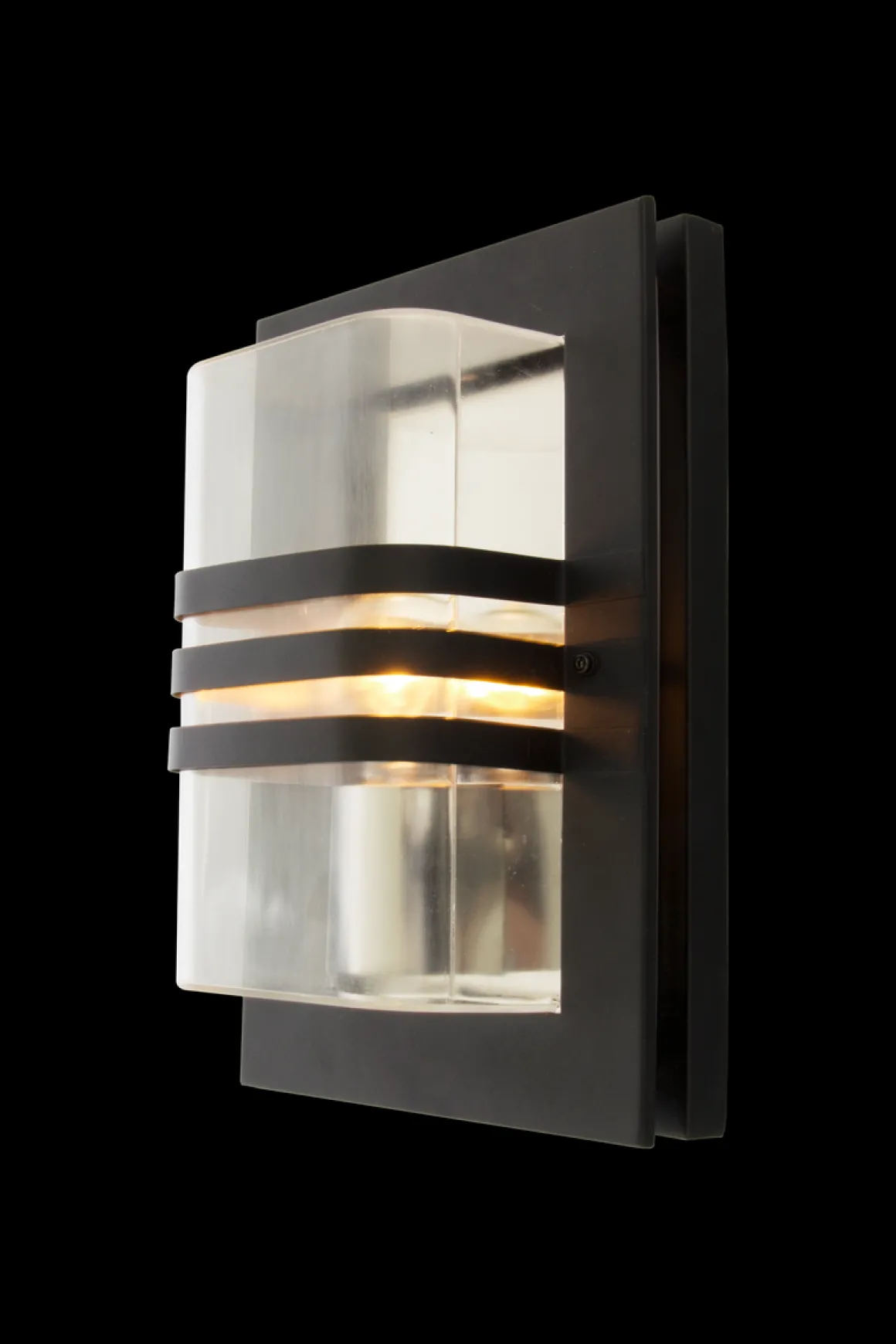 Capo vegglampe utendørs IP44 E27 - Svart/Klart glass