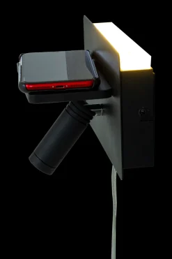 Cargador vegglampe med trådløs lader og USB - Svart