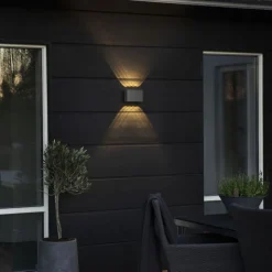 Chieri vegglampe utendørs opp/ned 8x1W IP54 - Antrasitt grå