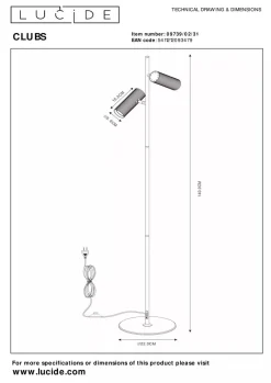 Clubs gulvlampe 2-lys - Hvit