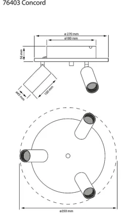 Concord rund takspott 3-lys