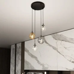 Cosmo rondell takpendel 4 lys - Svart/Multifarget