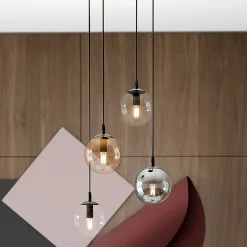 Cosmo rondell takpendel 4 lys - Svart/Multifarget