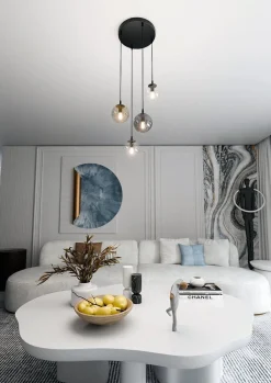 Cosmo rondell takpendel 4 lys - Svart/Multifarget