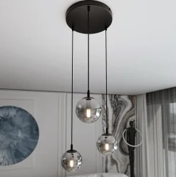 Cosmo rondell takpendel 3 lys - Svart/Røykfarget
