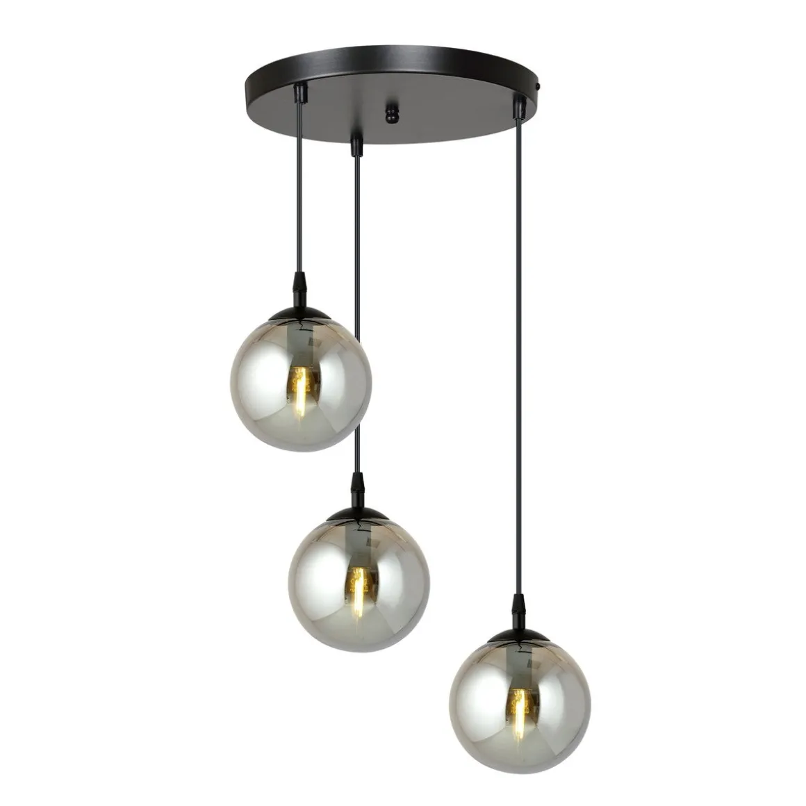 Cosmo rondell takpendel 3 lys - Svart/Røykfarget