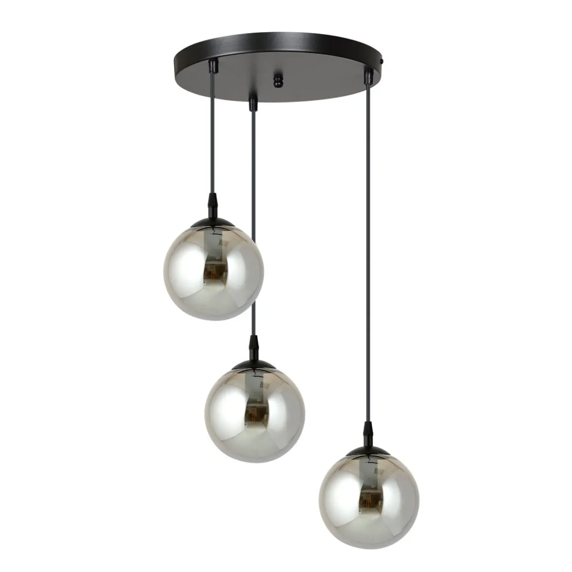Cosmo rondell takpendel 3 lys - Svart/Røykfarget