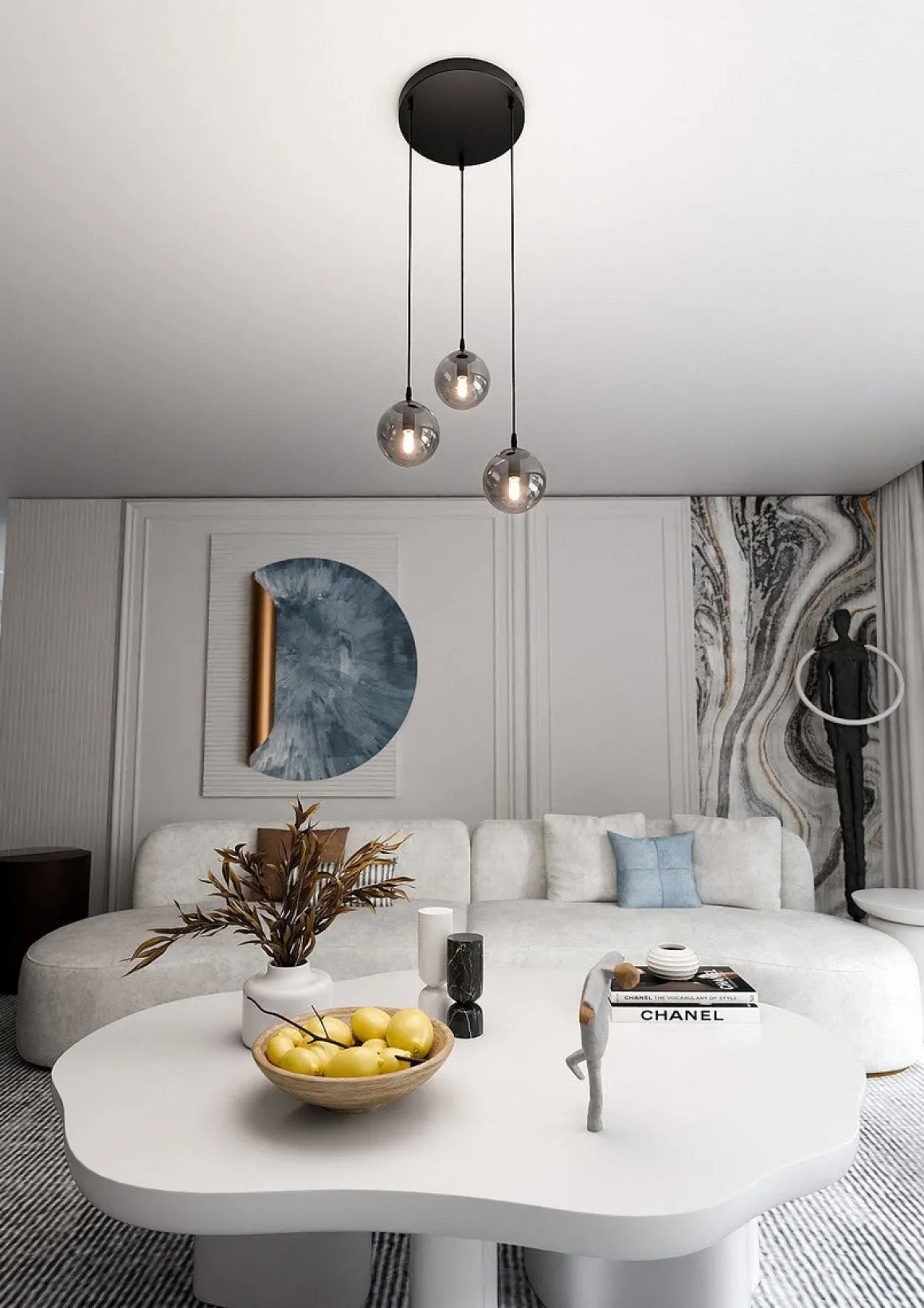 Cosmo rondell takpendel 3 lys - Svart/Røykfarget