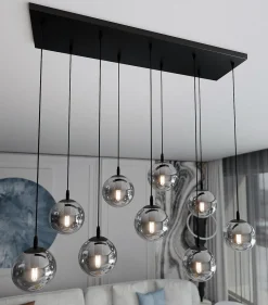 Cosmo takpendel 9 lys - Svart/Røykfarget