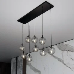 Cosmo takpendel 9 lys - Svart/Røykfarget