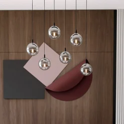 Cosmo takpendel 6 lys - Svart/Røykfarget