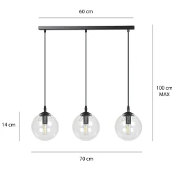 Cosmo takpendel 3 lys - Svart/Røykfarget