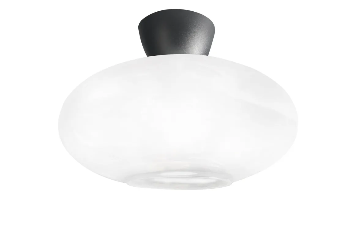 Cup 105 taklampe med glasskuppel 28 cm - Svart/Opal hvit