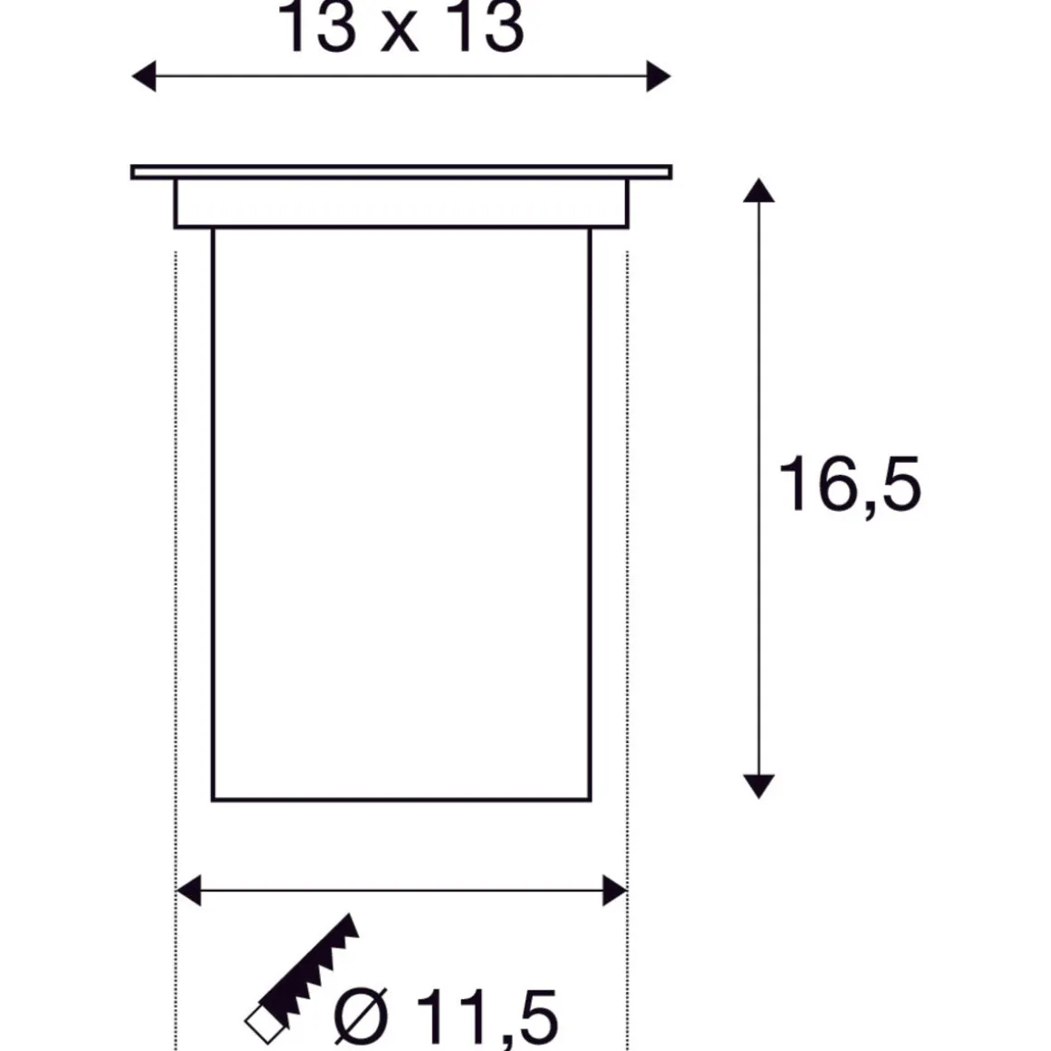 Dasar 115 firkantet nedfellbar uplight GU10 IP67