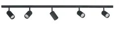Designline Tube komplett 1.9 meter spotskinne med 5 spotter GU10 - Svart