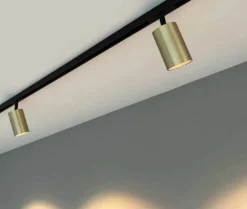 Designline Tube Pro komplett 1.9 meter spotskinne med 5 spotter GU10 - Svart/Messing