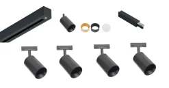 Designline Tube Pro komplett 1.9 meter spotskinne med 4 spotter GU10 - Svart