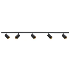 Designline Tube Pro komplett 1.9 meter spotskinne med 5 spotter GU10 - Svart